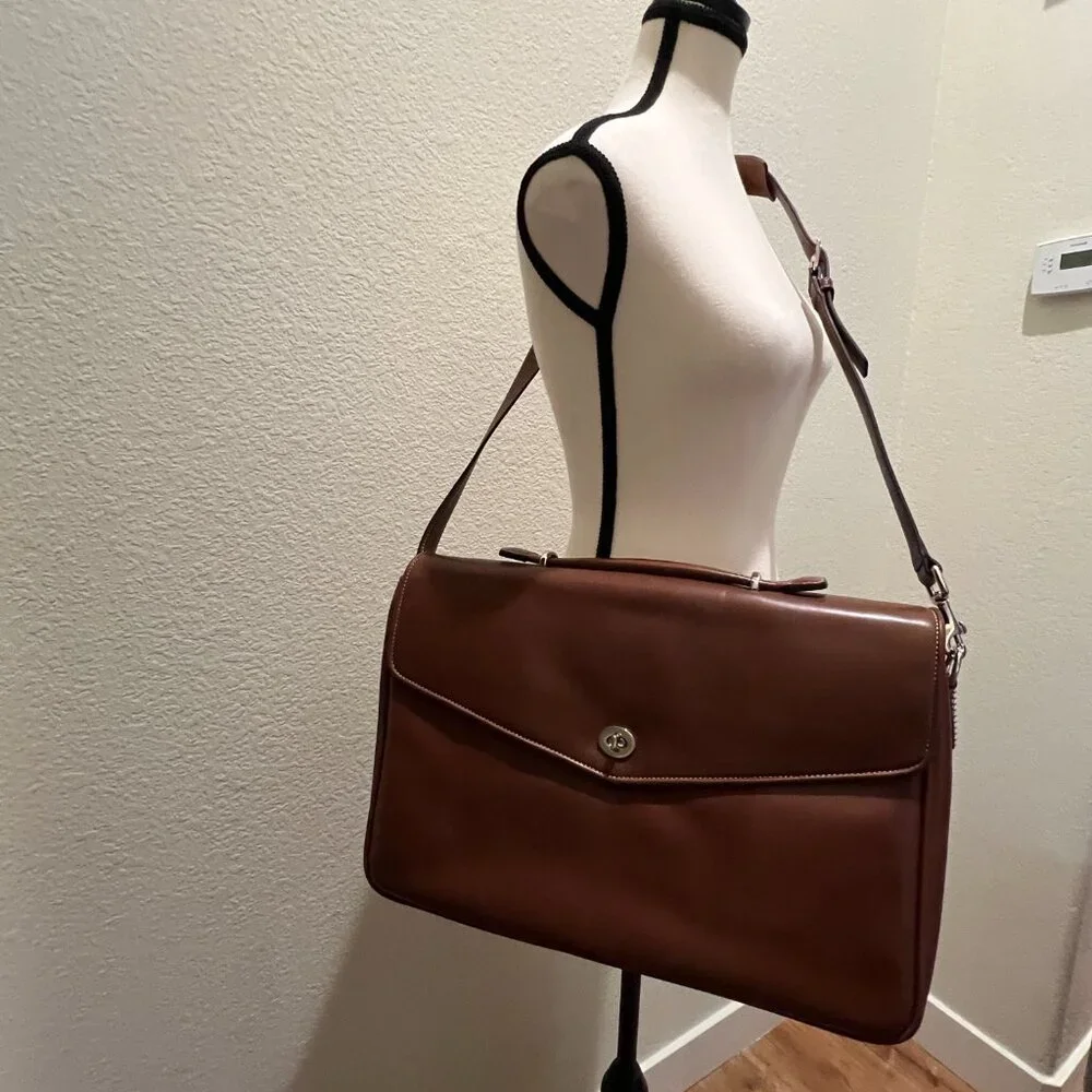 Vintage Coach Tobacco Tan Leather 6457 Brief/Laptop Case NWT
